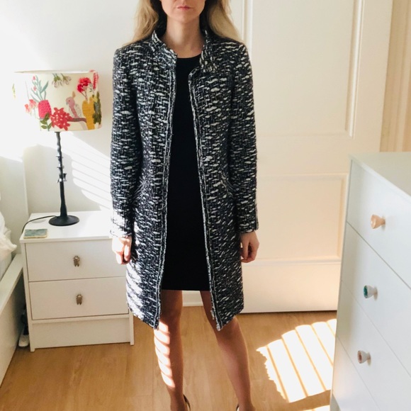 CHANEL Jackets & Blazers - CHANEL Black and White Tweed Coat / extra pictures